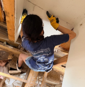 Rafhaela working in NC in a hurricane damaged structure.